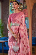 Flamingo Pink Organza Saree