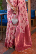 Flamingo Pink Organza Saree