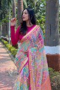 Multi  Organza Saree with Pink Blouse Piece