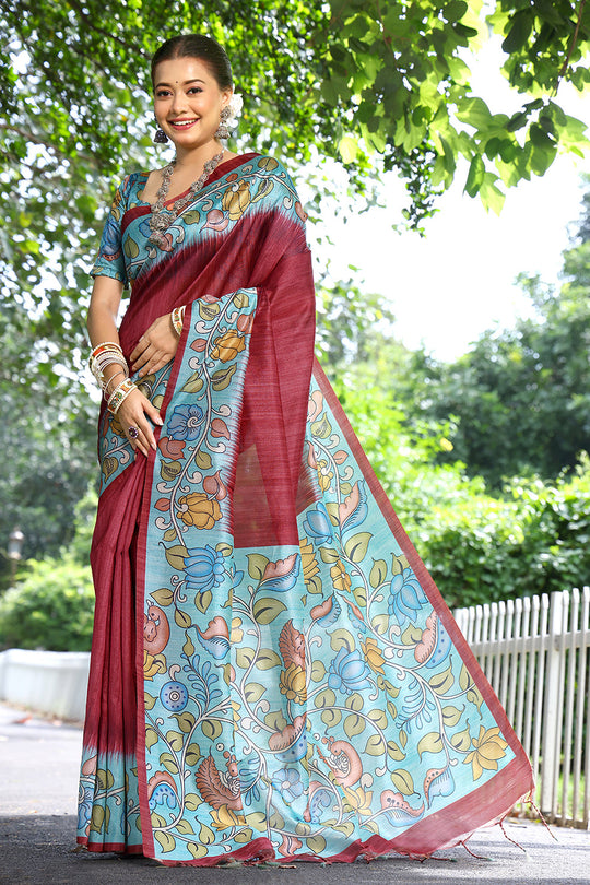 Cotton Silk Saree Featuring Beautiful Printed