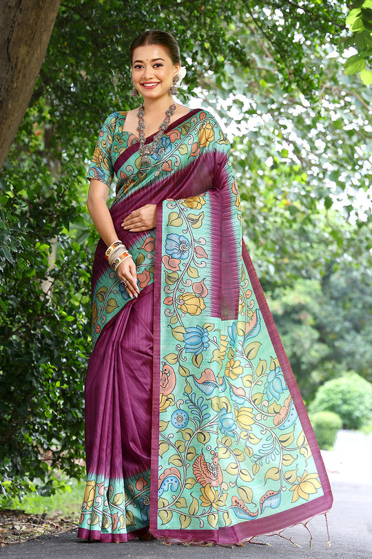 Cotton Silk Saree Featuring Beautiful Printed