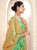 Green Banarasi Silk Saree With Blouse Piece