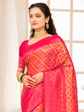 Pink Kanjivaram Silk Saree With Blouse Piece
