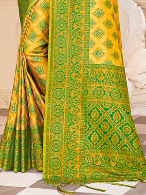 Yellow Kanjivaram Silk Saree With Blouse Piece