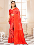 Red Kanjivaram Silk Saree With Blouse Piece