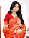Red Kanjivaram Silk Saree With Blouse Piece