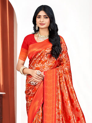 Red Kanjivaram Silk Saree With Blouse Piece