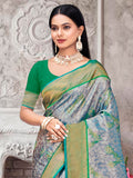 Purple Kanjivaram Silk Saree With Blouse Piece