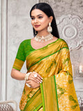Yellow Kanjivaram Silk Saree With Blouse Piece