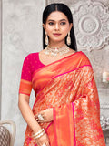 Pink Kanjivaram Silk Saree With Blouse Piece