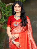 Pink Kanjivaram Silk Saree With Blouse Piece