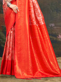 Pink Kanjivaram Silk Saree With Blouse Piece