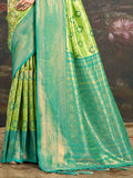 Green Kanjivaram Silk Saree With Blouse Piece