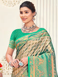 Green Kanjivaram Silk Saree With Blouse Piece