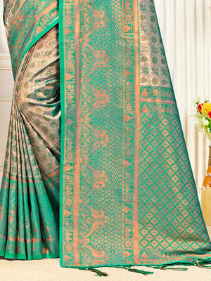 Green Kanjivaram Silk Saree With Blouse Piece