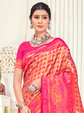 Pink Kanjivaram Silk Saree With Blouse Piece