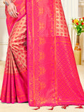 Pink Kanjivaram Silk Saree With Blouse Piece
