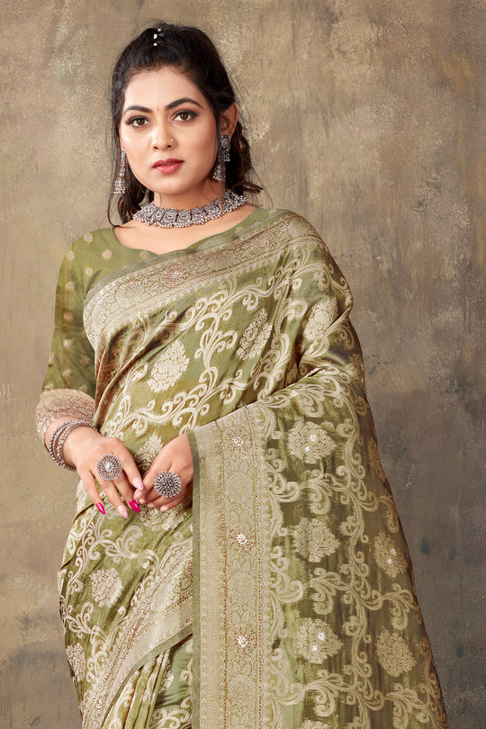 Fern Green Organza saree