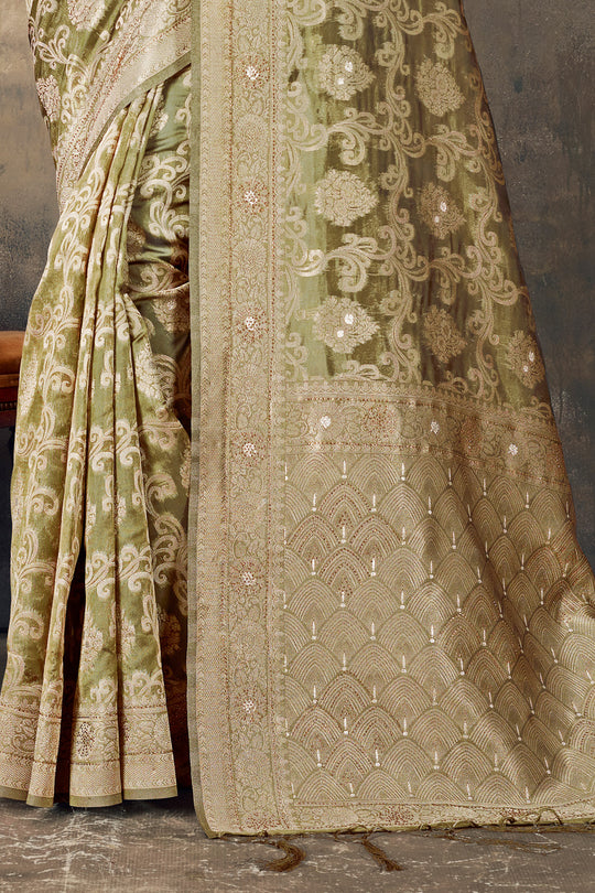 Fern Green Organza saree