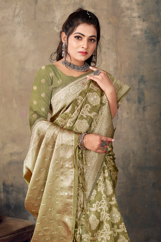 Fern Green Organza saree