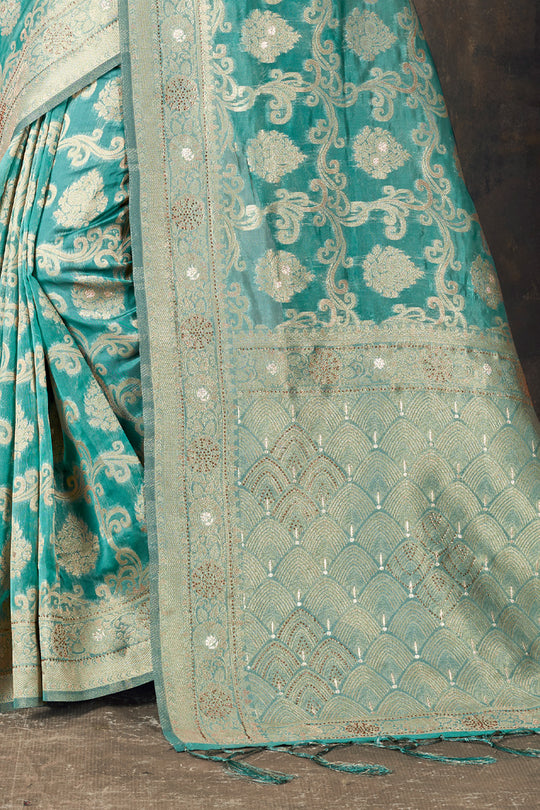 Seafoam Green Organza saree