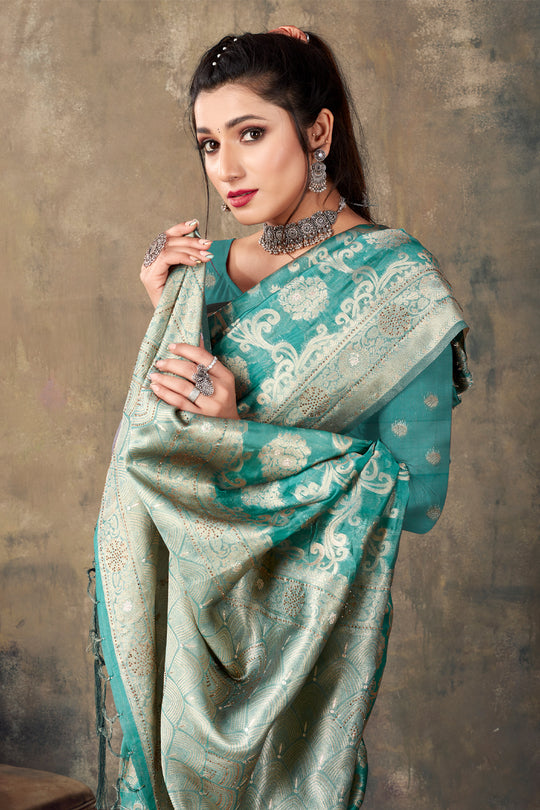Seafoam Green Organza saree
