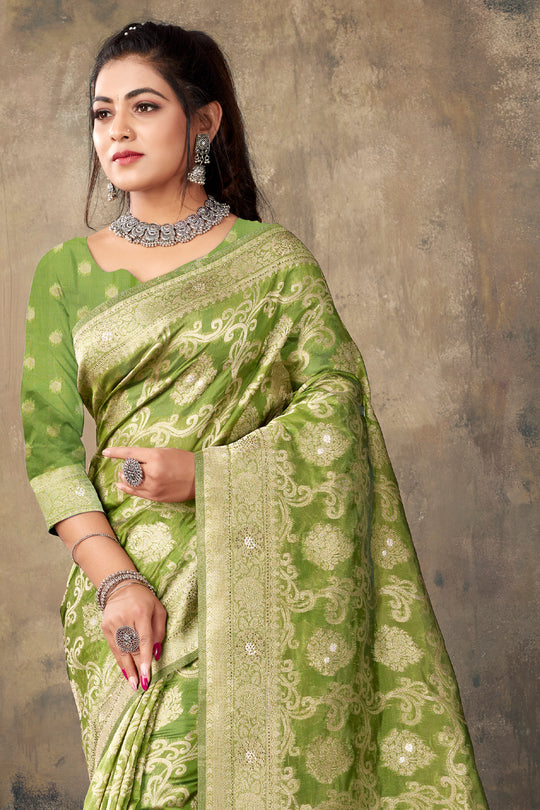 Pastel Green Organza saree
