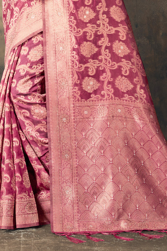 Rose Pink Organza saree