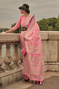 Pink Kashmiri Silk Saree With Blouse Piece