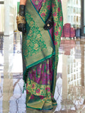 Violet And Blue Banarasi Saree