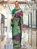 Violet And Blue Banarasi Saree