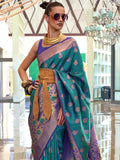 Teal Blue Banarasi Saree