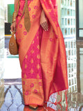 Pink And Orange Banarasi Saree