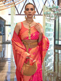 Pink And Orange Banarasi Saree