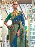 Cerulean Blue Banarasi Saree