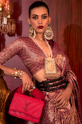 Maroon Zari based Silk Saree With Blouse Piece