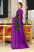 Black And Wine Pure Mulmul Cotton Flower Print Sarees Saree With Blouse Piece