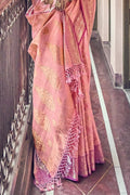 Flamingo Pink Banarasi Saree