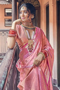 Flamingo Pink Banarasi Saree