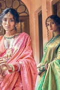 Flamingo Pink Banarasi Saree