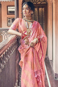 Flamingo Pink Banarasi Saree
