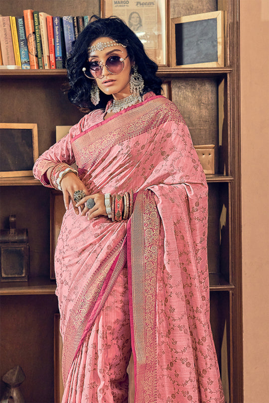 Rose Pink Banarasi Saree