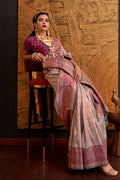 Grey Silk Saree With Blouse Piece