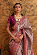 Grey Silk Saree With Blouse Piece