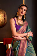 Green Silk Saree With Blouse Piece