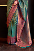 Green Silk Saree With Blouse Piece