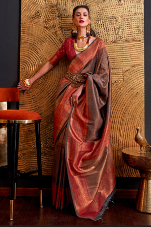 Maroon Silk Saree With Blouse Piece