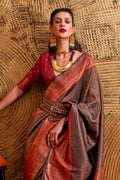 Maroon Silk Saree With Blouse Piece