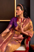 golden  Silk Saree With Blouse Piece