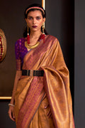 golden  Silk Saree With Blouse Piece